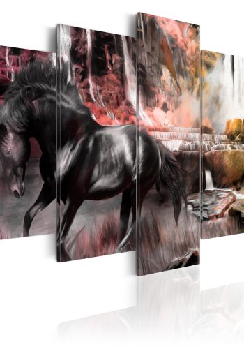 ARTGEIST Black horse - Abstrakt billede af sort hest trykt p lrred - Flere strrelser