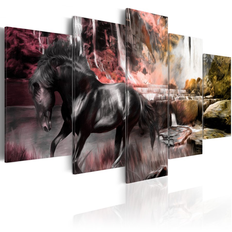 ARTGEIST Black horse - Abstrakt billede af sort hest trykt p lrred - Flere strrelser