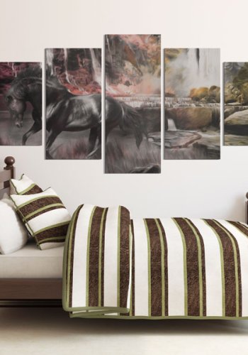 ARTGEIST Black horse - Abstrakt billede af sort hest trykt p lrred - Flere strrelser