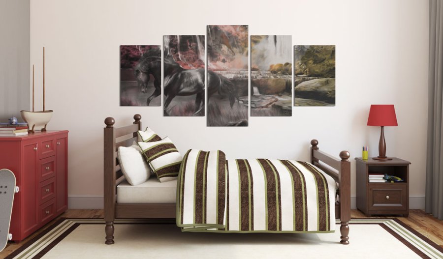 ARTGEIST Black horse - Abstrakt billede af sort hest trykt p lrred - Flere strrelser