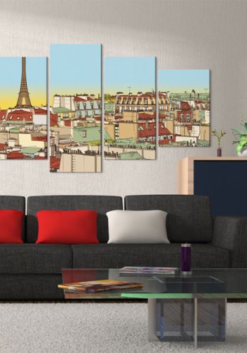 ARGEIST Idyllic parisian picture - Idyllisk billede af Paris trykt p lrred - Flere strrelser