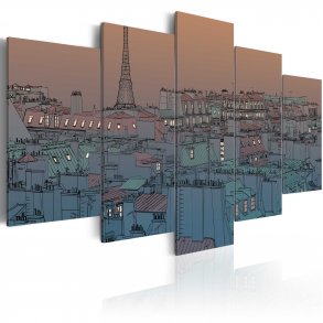 ARTGEIST The darkness falls - Billede af solnedgang over Paris trykt p lrred - Flere strrelser
