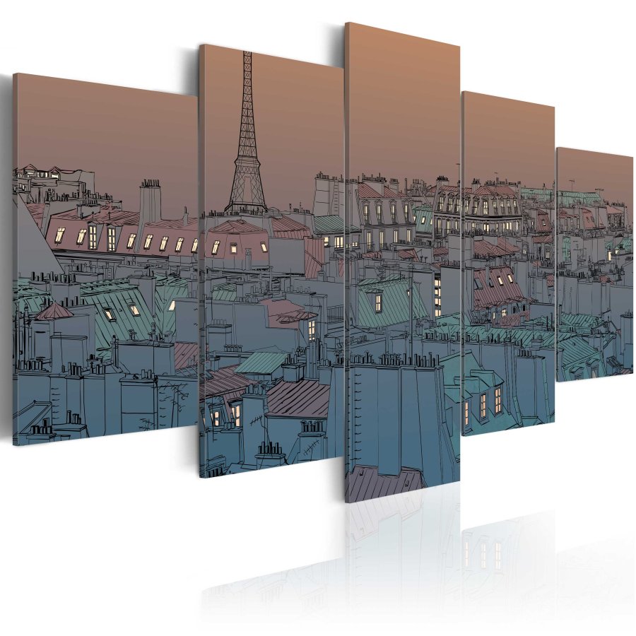 ARTGEIST The darkness falls - Billede af solnedgang over Paris trykt p lrred - Flere strrelser