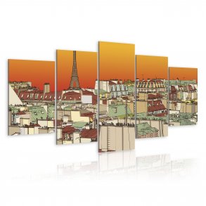 ARTGEIST Parisian sky in orange colour -  Solnedgang over Paris trykt p lrred - Flere strrelser