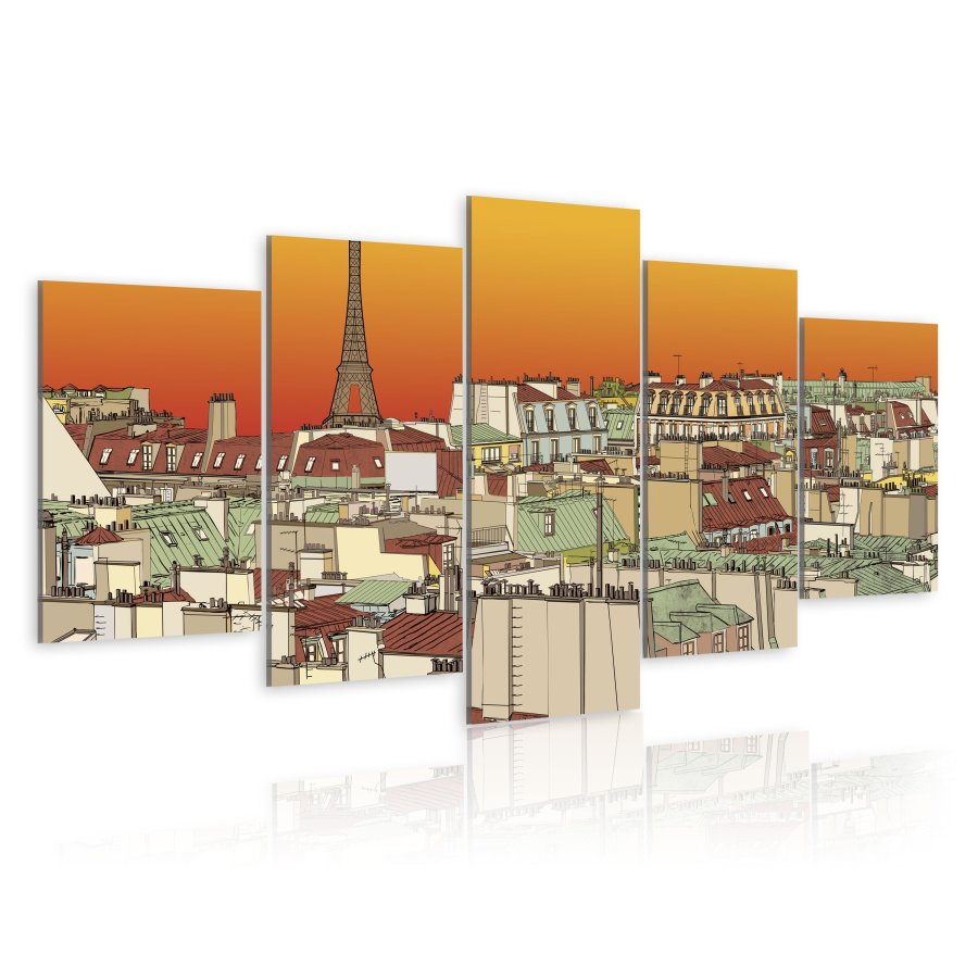 ARTGEIST Parisian sky in orange colour -  Solnedgang over Paris trykt p lrred - Flere strrelser