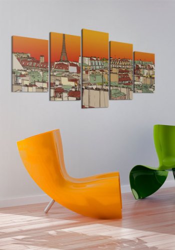 ARTGEIST Parisian sky in orange colour -  Solnedgang over Paris trykt p lrred - Flere strrelser