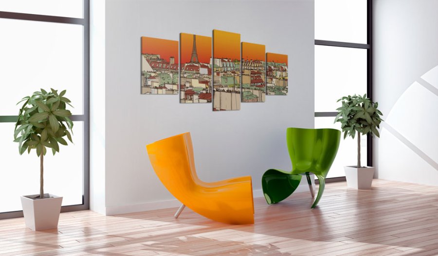 ARTGEIST Parisian sky in orange colour -  Solnedgang over Paris trykt p lrred - Flere strrelser