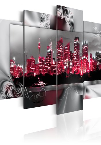 ARTGEIST Dream about Sydney - Abstrakt billede af Sydney i rd trykt p lrred - Flere strrelser