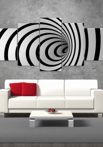 ARTGEIST A black & white hole - Abstrakt billede af sort/hvid hul trykt p lrred - Flere strrelser