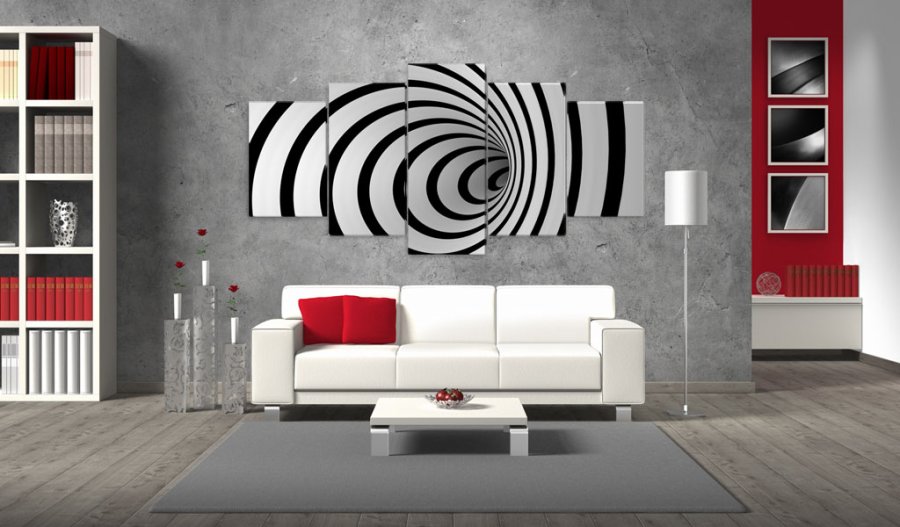ARTGEIST A black & white hole - Abstrakt billede af sort/hvid hul trykt p lrred - Flere strrelser