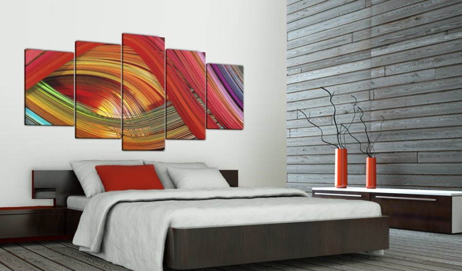 ARTGEIST Colorful strips abstraction - Farverigt abstrakt billede trykt p lrred - Flere strrelser