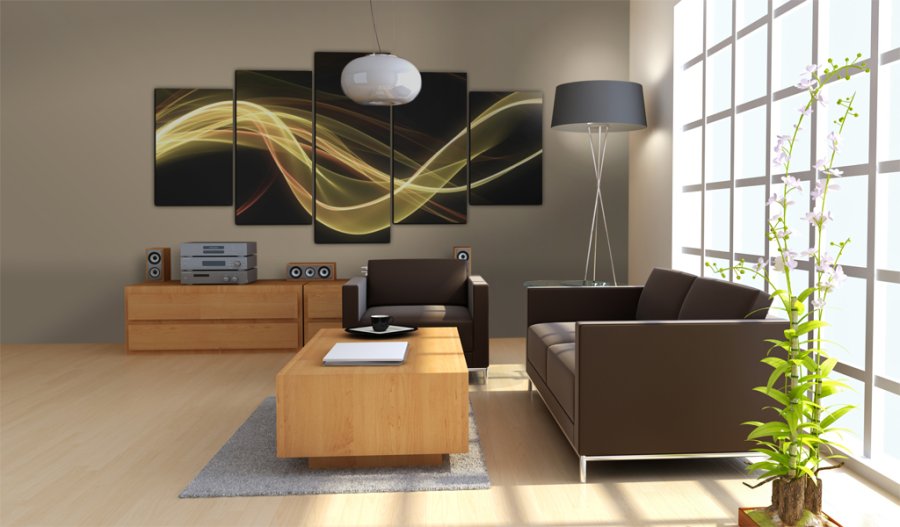 ARTGEIST An abstract smoke-screen- Abstrakt billede i gule nuancer trykt p lrred- Flere strrelser