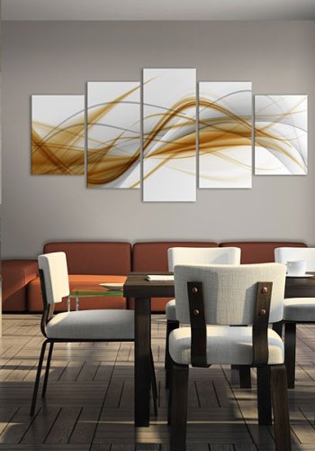 ARTGEIST - Abstrakt billede med blger i orange nuancer trykt p lrred - Flere strrelser