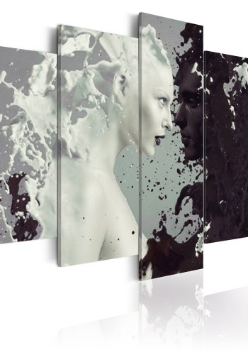 ARTGEIST Black or white? - Abstrakt billede med sort/hvid kvinde trykt p lrred - Flere strrelser