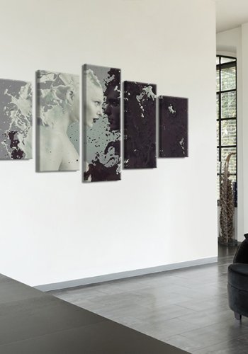 ARTGEIST Black or white? - Abstrakt billede med sort/hvid kvinde trykt p lrred - Flere strrelser