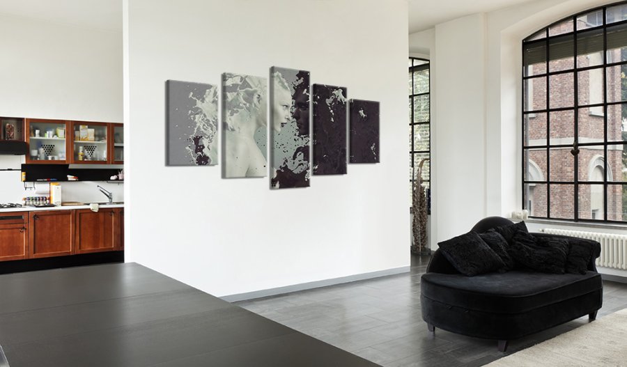 ARTGEIST Black or white? - Abstrakt billede med sort/hvid kvinde trykt p lrred - Flere strrelser