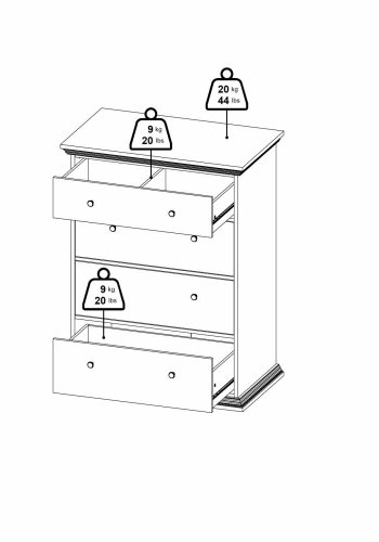 TVILUM North Chest med 4 skuffer, Hvid, 86,3 x 51,6 x 115,6 cm