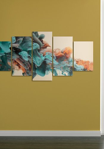 ARTGEIST Fury of Colours - Billede med farver i bl/orange nuancer trykt p lrred -Flere strrelser