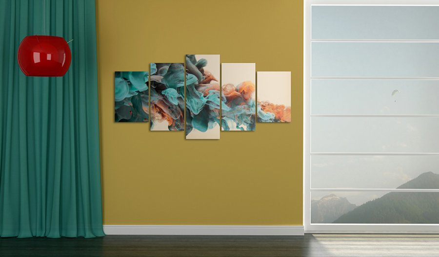 ARTGEIST Fury of Colours - Billede med farver i bl/orange nuancer trykt p lrred -Flere strrelser