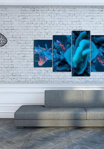 ARTGEIST Beneath the Blue - Abstrakt billede i bl nuancer trykt p lrred - Flere strrelser