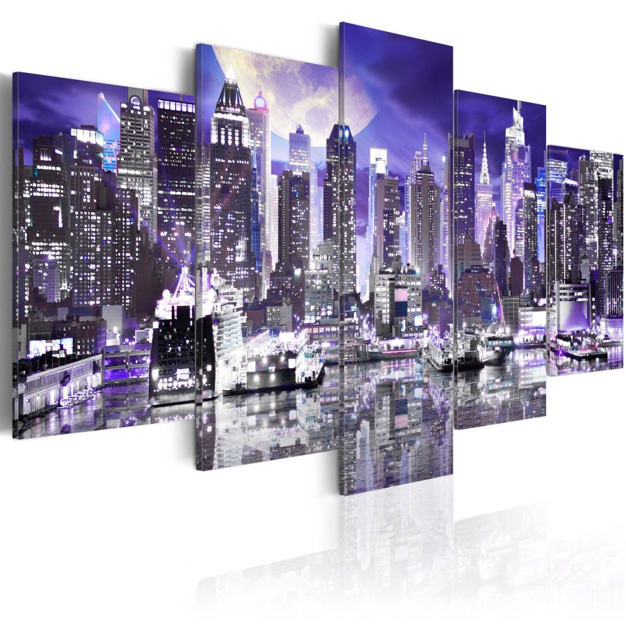 ARTGEIST Moonlit night in New York City - New York i mneskin trykt p lrred - Flere strrelser