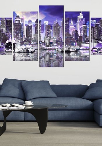 ARTGEIST Moonlit night in New York City - New York i mneskin trykt p lrred - Flere strrelser