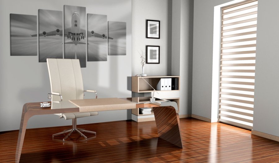 ARTGEIST - Billede i sort/hvid af et fly trykt p lrred - Flere strrelser