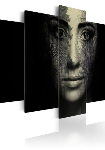 ARTGEIST Breath of nature - Kvindeansigt med gren-effekt trykt p lrred - Flere strrelser