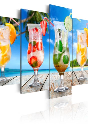 ARTGEIST Summer drinks - Billede af lkre drinks p stranden trykt p lrred - Flere strrelser