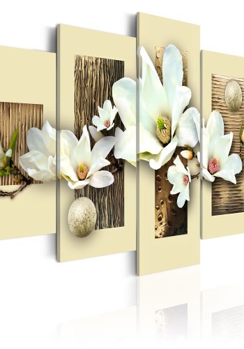 ARTGEIST Texture and magnolia - Billede af flotte magnoliaer trykt p lrred - Flere strrelser