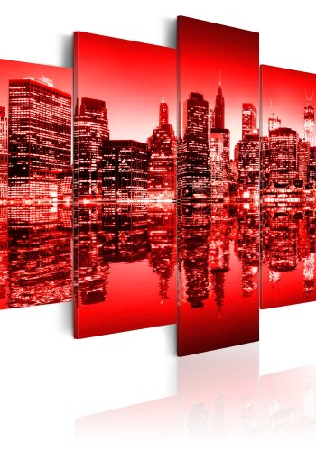 ARTGEIST - Billede af New Yorks skyline med rdt filter trykt p lrred - Flere strrelser