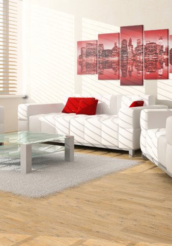 ARTGEIST - Billede af New Yorks skyline med rdt filter trykt p lrred - Flere strrelser