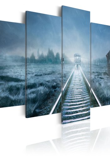 ARTGEIST - Billede af tog der krer gennem demarken trykt p lrred - Flere strrelser