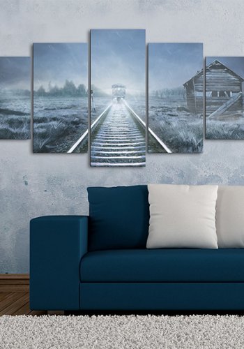 ARTGEIST - Billede af tog der krer gennem demarken trykt p lrred - Flere strrelser