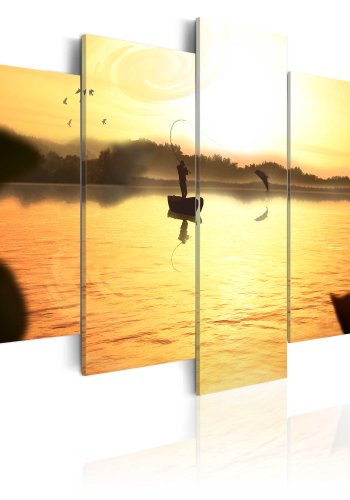 ARTGEIST A lake at dusk - Billede af en s i solnedgangen trykt p lrred - Flere strrelser