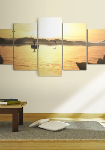 ARTGEIST A lake at dusk - Billede af en s i solnedgangen trykt p lrred - Flere strrelser