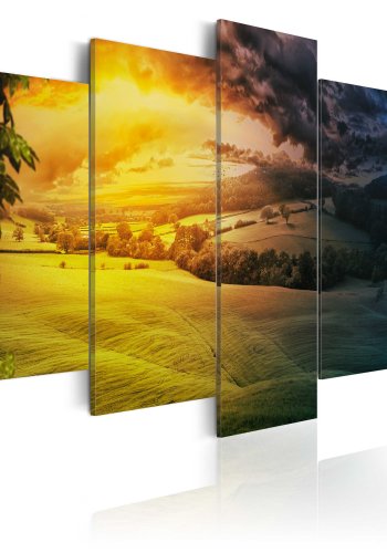 ARTGEIST - Flot billede af landskab med dag/nat-effekt trykt p lrred - Flere strrelser