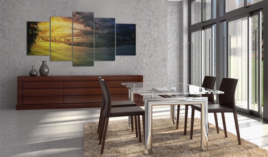 ARTGEIST - Flot billede af landskab med dag/nat-effekt trykt p lrred - Flere strrelser