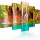 ARTGEIST Forest waterfall - Billede af et vandfald midt i skoven trykt p lrred - Flere strrelser