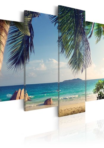 ARTGEIST Under palm trees - Billede fra tropisk palmestrand trykt p lrred - Flere strrelser