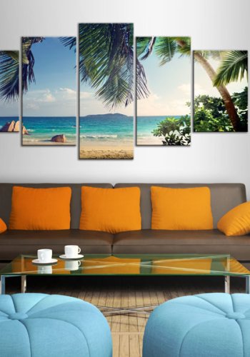 ARTGEIST Under palm trees - Billede fra tropisk palmestrand trykt p lrred - Flere strrelser