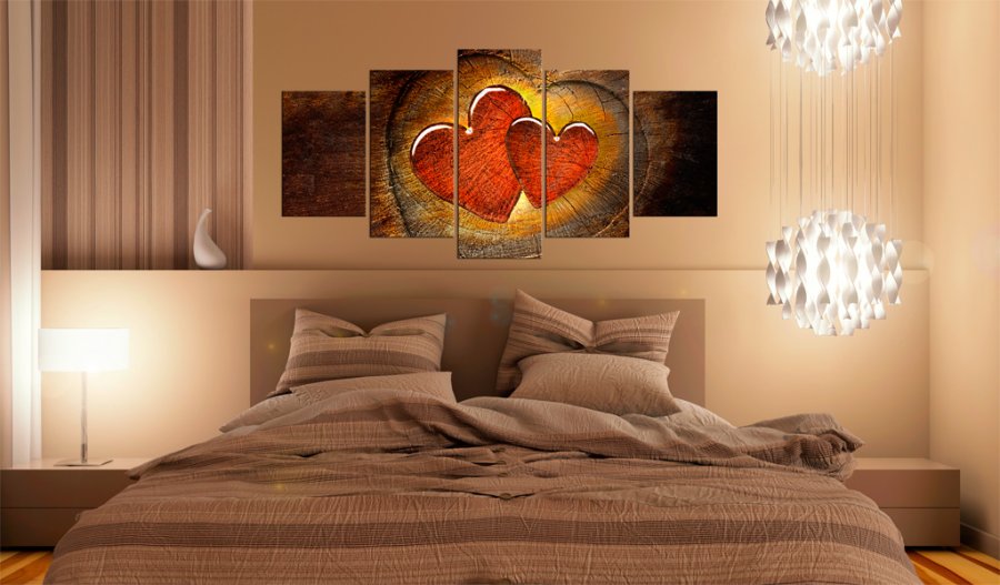 ARTGEIST Beating of your heart - Rustikt billede af to hjerter trykt p lrred - Flere strrelser
