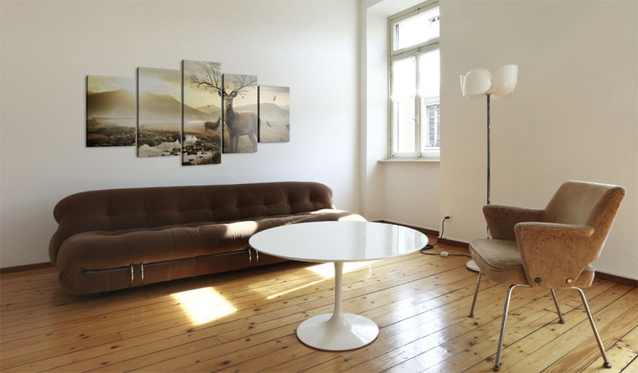 ARTGEIST Tundra and deer - Billede af hjort p tundraen trykt p lrred - Flere strrelser