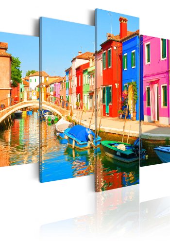 ARTGEIST Waterfront in rainbow colors - Farverige facader trykt p lrred - Flere strrelser