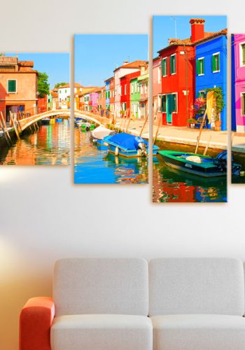 ARTGEIST Waterfront in rainbow colors - Farverige facader trykt p lrred - Flere strrelser