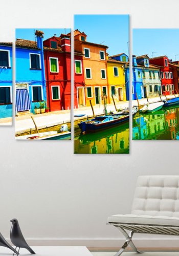 ARTGEIST Houses in the colors of the rainbow - Farverige facader trykt p lrred - Flere strrelser