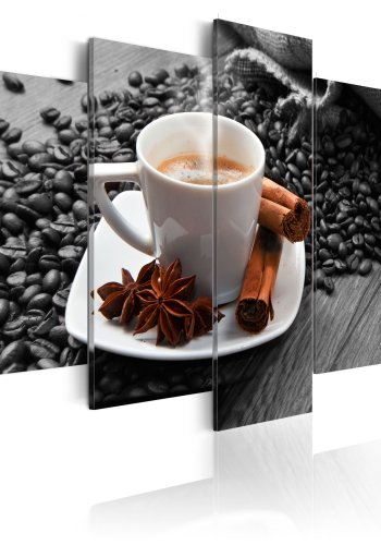 ARTGEIST Cinnamon relaxation - Sort/hvid billede af en kop kaffe trykt p lrred - Flere strrelser