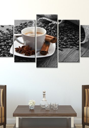 ARTGEIST Cinnamon relaxation - Sort/hvid billede af en kop kaffe trykt p lrred - Flere strrelser