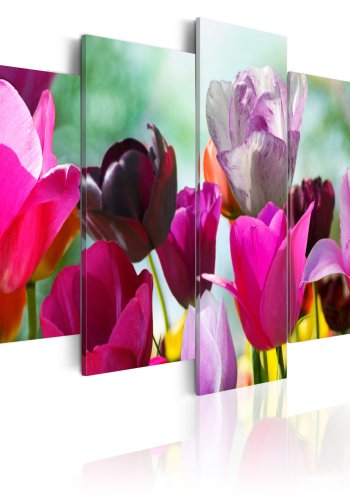 ARTGEIST Pink fun - Billede af lyserde tulipaner trykt p lrred - Flere strrelser