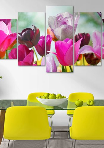 ARTGEIST Pink fun - Billede af lyserde tulipaner trykt p lrred - Flere strrelser